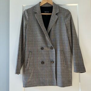 Madewell | Caldwell double breasted gray checkered blazer (size XS)